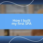 How I built my first SPA