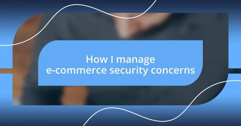 How I manage e-commerce security concerns