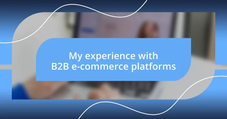 My experience with B2B e-commerce platforms