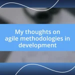 My thoughts on agile methodologies in development