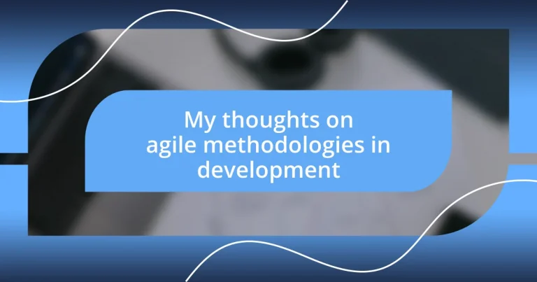 My thoughts on agile methodologies in development