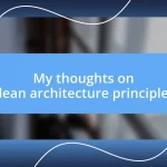 My thoughts on clean architecture principles