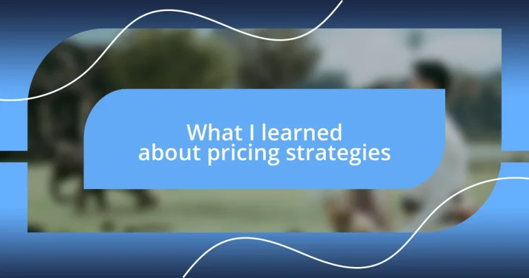 What I learned about pricing strategies